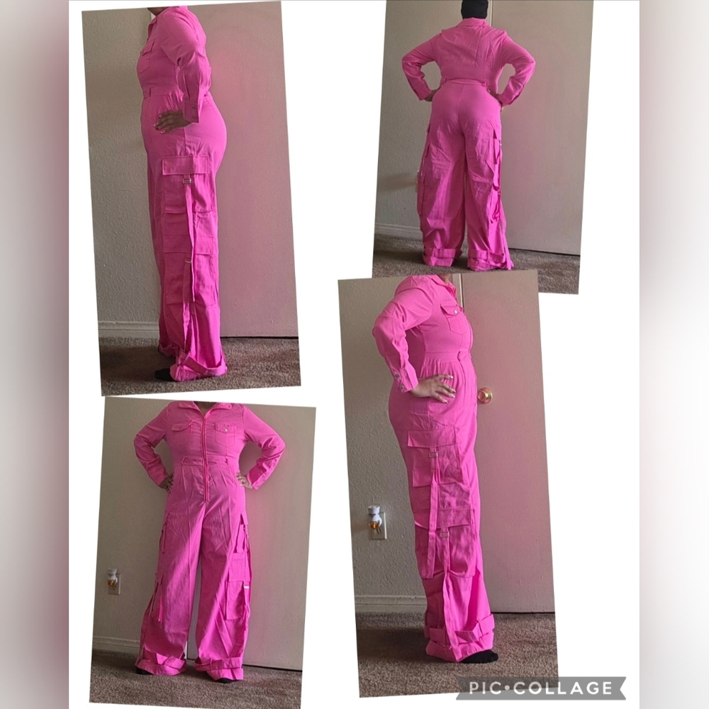 Pink Cargo Style Jumpsuit Size 14/16 - Picture 3 of 3